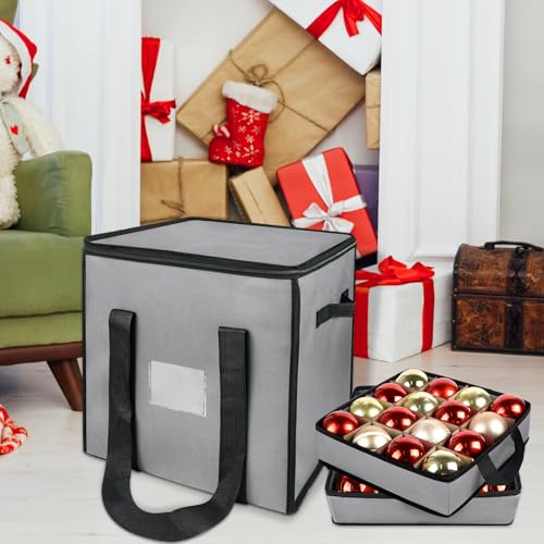 Christmas Ornament Storage Box with Dividers, Holds 64 Balls - Image 3