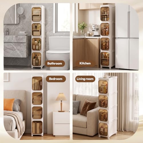 BGYMF Narrow Slim Bathroom Storage Cabinet,Foldable and Movable - Image 4