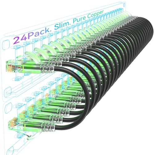 Sokqovt Cat6a Patch Cables Slim 0.5ft (24 Pack), Flexible Cat6 - Image 1