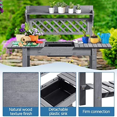 Yaheetech Outdoor Potting Bench with Sink, Garden Table - Image 6