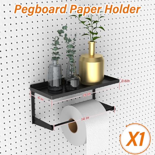 Pegboard Paper Towel Holder with Shelf, Heavy Duty Peg - Image 3