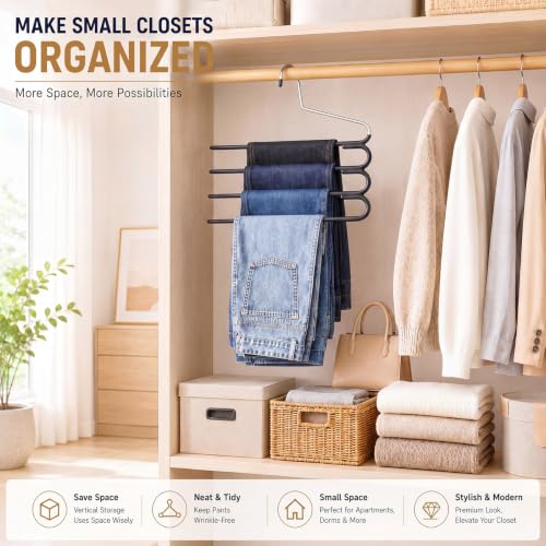 Unittype 5 Pack Space Saving Pants Hangers, 4-tier Multi Layer - Image 7