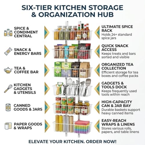 6 Tier Over the Door Pantry Organizer, Foldable Meta | All Products - Image 4