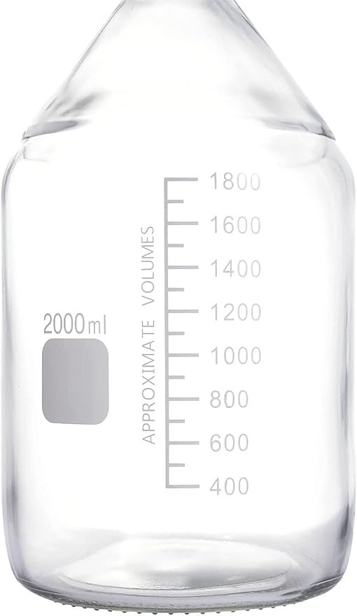 Lab Media Storage Round Bottles Graduated Glass Container GL45 Screw Cap Leakproof Multi-Purpose for Scientific | pack of 1 (Orange,2000ml)