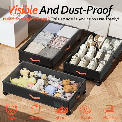 Tsinglax 66L 2-Pack,Under Bed Storage with Wheels - Image 7
