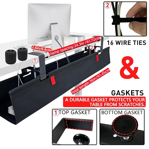 No Drill Under Desk Cable Management Tray, 36" Desk - Image 3