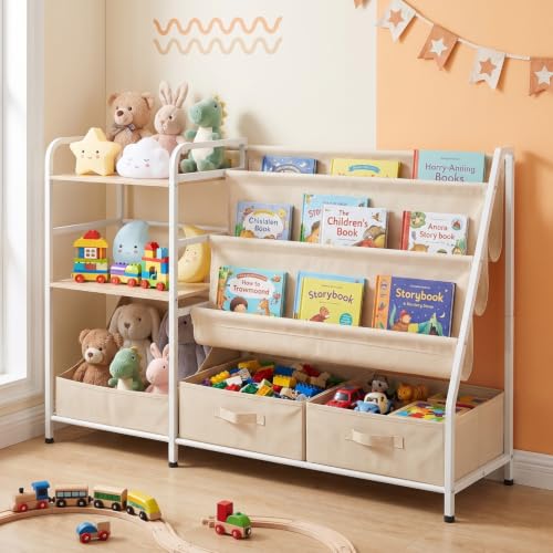 Kids Bookshelf and Toy Storage Organizer, 4-in-1 Bookcase - Image 3