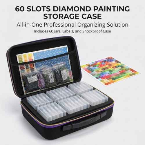Portable Diamond Painting Storage Case with Clear Bead Organizers - Image 3