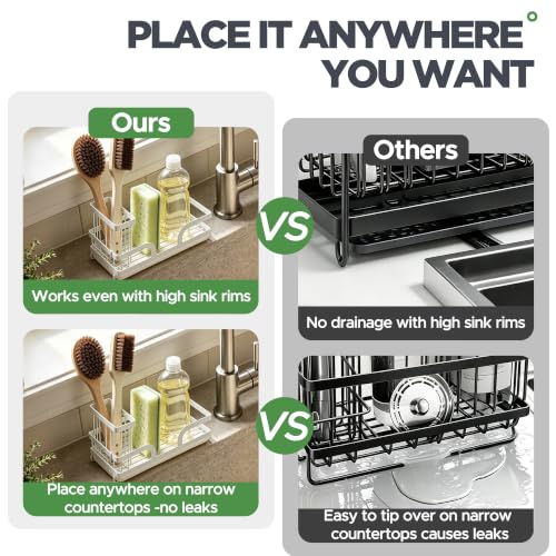 Sponge Holder For Kitchen Sink Caddy With Stone Drying Tray White - Image 6