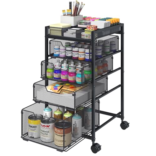Rolling Utility Cart with 4 Drawers, Craft Organizer and Storage - Image 2