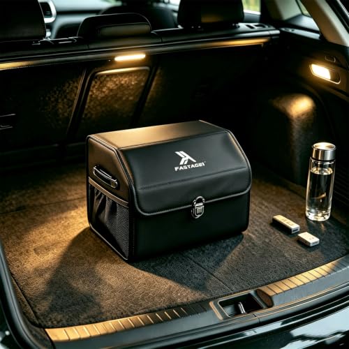 Premium Leather Car Trunk Organizer, Black - Image 2