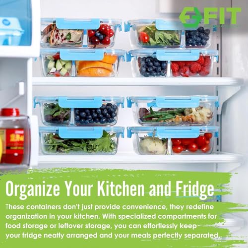 Glass Meal Prep Containers 2 and 3 Compartments, Leak-Proof - Image 4