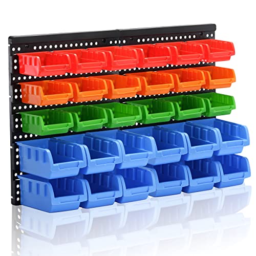 Wall Mounted Storage Bins Parts Rack 4 Colors Garage - Image 2