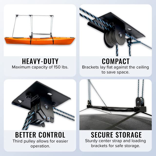 Teal Triangle Cargo Box Hoist, Garage Pulley Lift System - Image 3