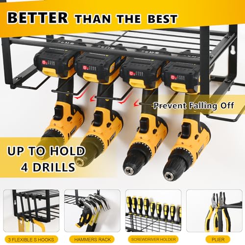 Wall Mount Power Tool Organizer, 3 Layers Garage Wall - Image 4