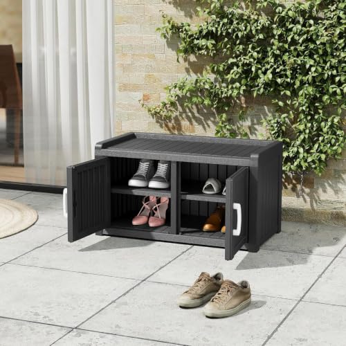 2 Doors Outdoor Shoe Storage Bench - Image 3