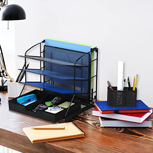 Simple Houseware Desktop Document Tray Organizer with Sliding - Image 3