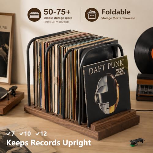 Vinyl Record Storage Holder for 50-75 LPs, Wood - Image 6