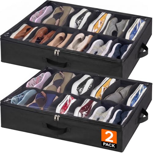 Lifewit Under Bed Shoe Storage Organizer 2 Pack(12 Shoes Cells) - Image 2