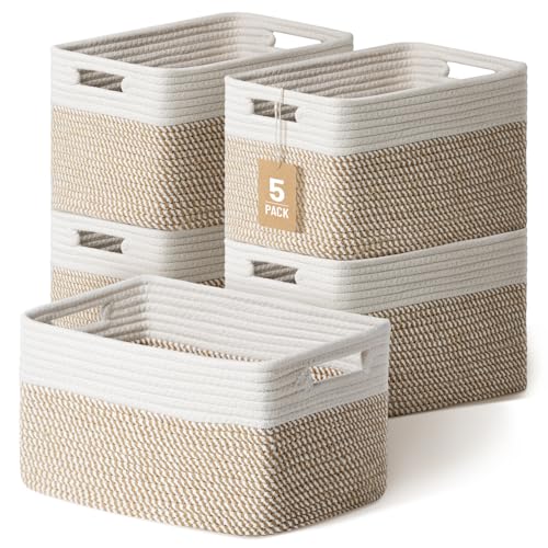 5 Pack Woven Storage Baskets, Decorative Storage Bin | Home Organizati - Image 2