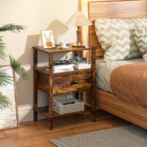 Lerliuo Nightstand with Charging Station and USB Ports, 3-Tier - Image 5