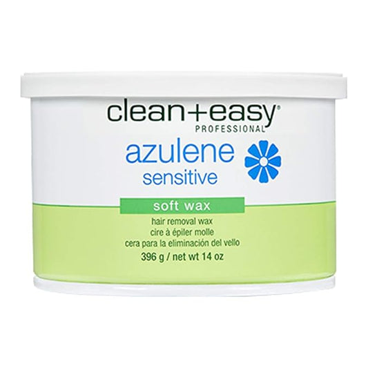 Clean + Easy Azulene Sensitive Soft Wax – Wax for Sensitive Skin Hair Removal, Gentle & Soothing Formula for Face & Body, 14 oz
