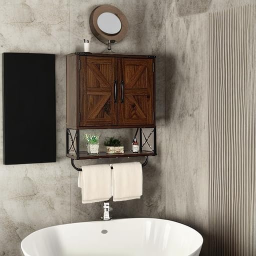 RUSTOWN Farmhouse Medicine Cabinet with 2 Barn Door & - Image 6