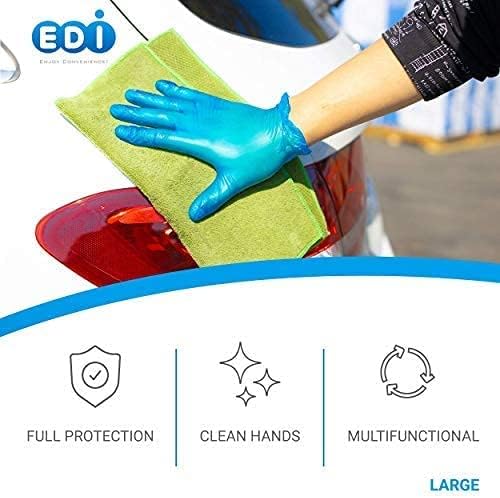 EDI Wholesale: Disposable Vinyl Gloves Large, 1000 pcs (Blue) - Powder-Free, Latex-Free