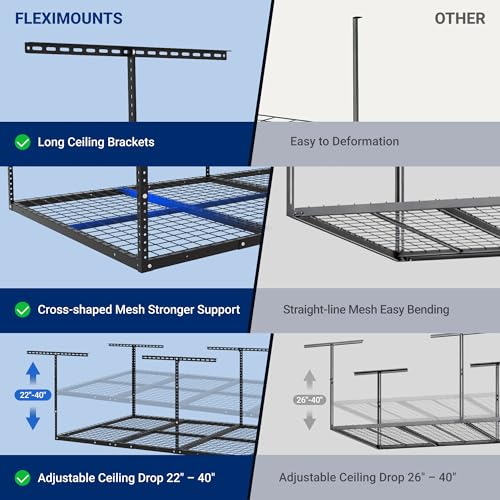 FLEXIMOUNTS 4x8 Overhead Garage Ceiling Storage Rack | Garage Storage - Image 6