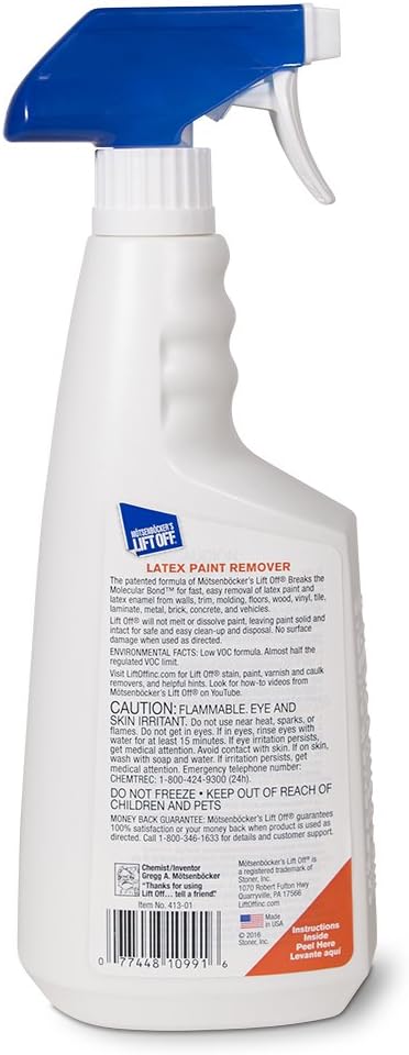 Motsenbocker’s Lift Off 41301-6PK Latex Paint Remover Spray – Safely Removes Latex Paint, Acrylics & Enamels from Multiple Surfaces, Water-Based, Biodegradable – 22 fl oz (Pack of 6)
