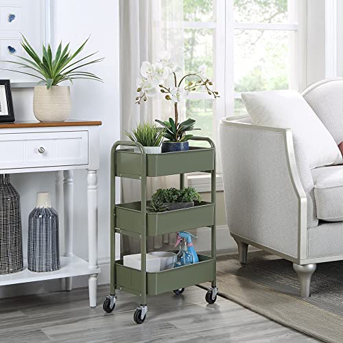 SunnyPoint 3-Tier Delicate Compact Rolling Metal Storage - Image 3