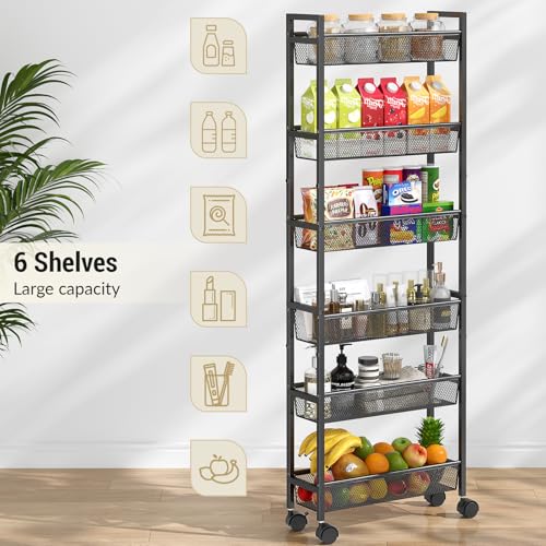 ThreeHio 6 Tier Slim Storage Cart, Narrow Cart with | All Products - Image 6