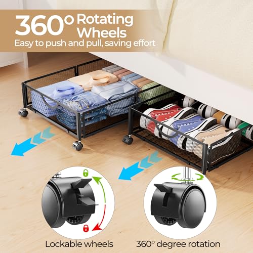 Yecaye Under Bed Storage with Wheels, 4 Pack Under Bed - Image 4