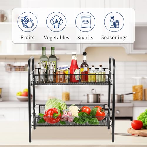 CVHOMEDECO. 2 Tier Fruit Basket Large Capacity Rectangular Metal - Image 5