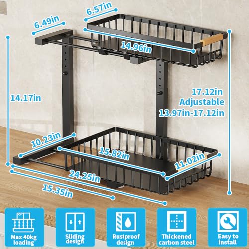 Under Sink Organizer, 2 Tier Metal Under Sink Organizers - Image 3