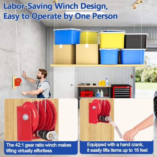 Overhead Garage Storage Lift Kit with 3/16 Galvanized | Garage Storage - Image 4