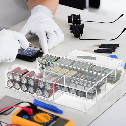 BTSKY Clear Acrylic Battery Storage Organizer for AA, AAA - Image 7