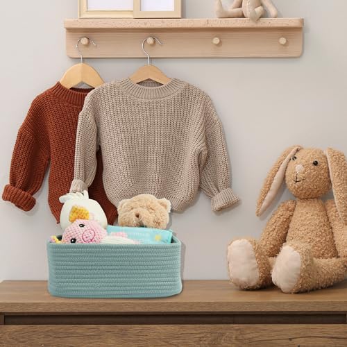 XUANGUO Small Woven Storage Baskets for Shelves, 12" x 8" x 5" - Image 6