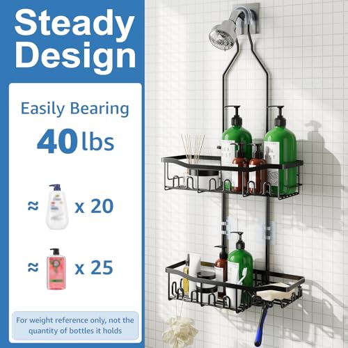 Upgraded Extended Length Shower Organizer with Hooks, Rustproof - Image 6
