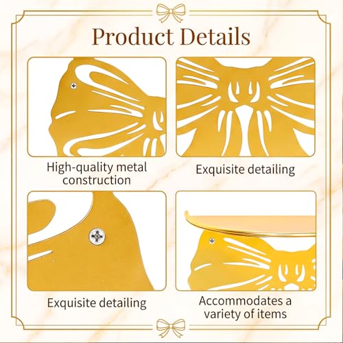 Wall Floating Shelves Gold Bow Shelf Butterfly Metal Shape - Image 5