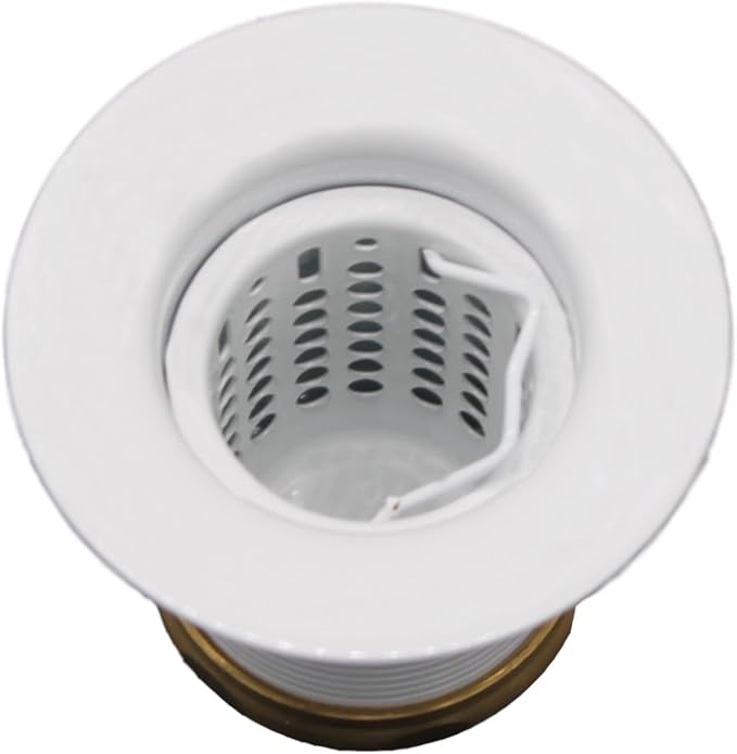 Westbrass A218-50 Junior Bar and Laundry Sink Drain Assembly with Removable Strainer Basket, Powder Coat White