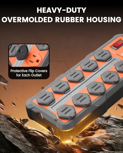 SURAIELEC Heavy Duty Power Strip with 4500J Surge Protector, 10 - Image 3