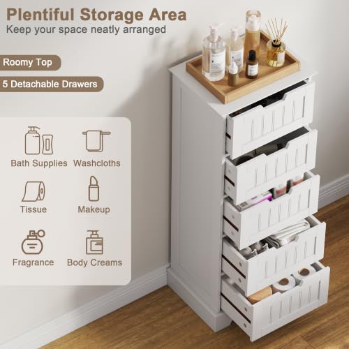 ChooChoo Bathroom Storage Cabinet with 5 Drawers, 15.7" W - Image 5