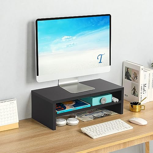 TEAMIX 20 inch Wood Monitor Riser Stand with Keyboard Storage，2 - Image 3