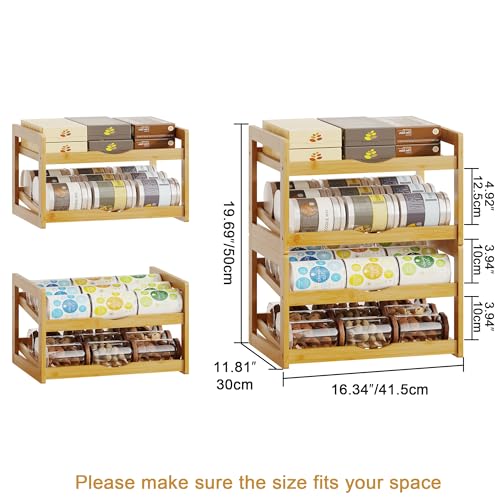 BAMBANG Can Organizer for Pantry, 4 Tier Stackable Bamboo Canned - Image 3