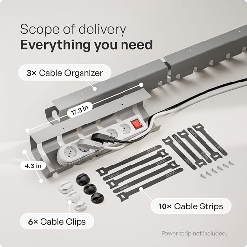 PAMO Cable Management Under Desk, Set of 3 - Grey/Silver - Image 4