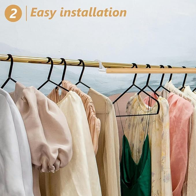 jojofuny 4 pcs Aluminum Alloy Closet Extender Hooks - 16mm Rod Hanger Accessories for Wardrobe, Multi-Functional Clothes Rack Mounts, Easy Tool-Free Installation, Space-Saving Storage for Home & Dorm