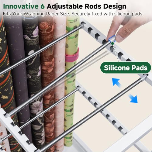 Wrapping Paper Storage, Adjustable Gift Wrap Station with Drawer - Image 5