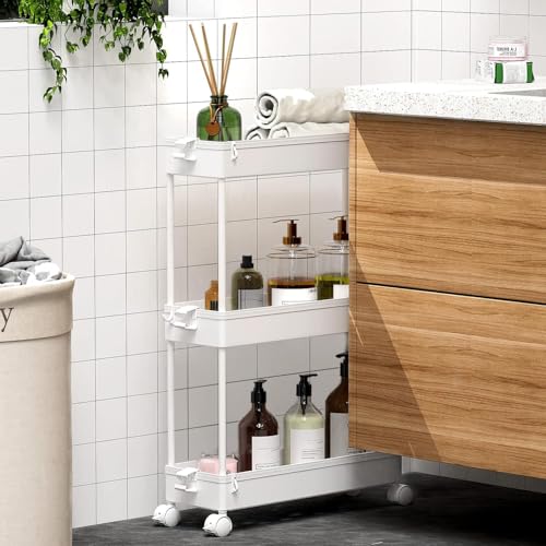 SPACEKEEPER Slim Rolling Storage Cart, 3 Tier Bathroom Cart - Image 6