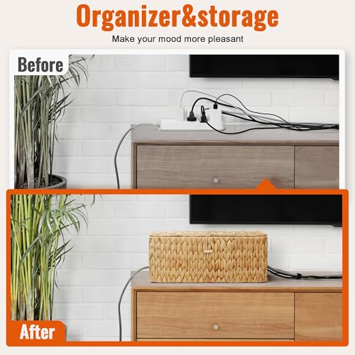 Posprica Cable Management Box with Lid, 2Pack Handwoven Real - Image 3